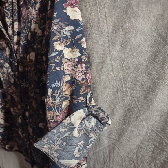 Croft & Barrow long sleeve button collar floral shirt casual Sz L - Picture 4 of 9
